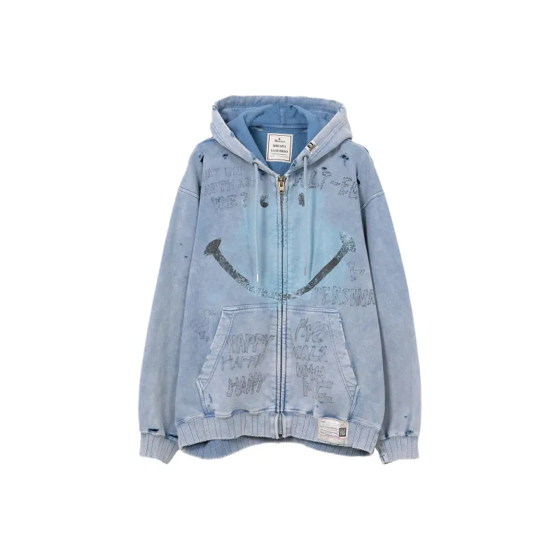 Maison Mihara Yasuhiro Bleached Smiley Face print Hoodie-0