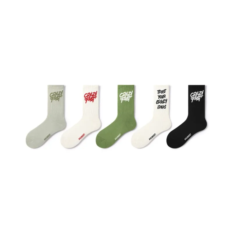 Primeet Mid Calf Socks Fall Winter Unisex 5 Pack Mixed Color-51