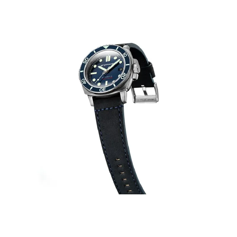 SPINNAKER Wrist Watch Automatic Mechanical Movement Genuine Leather Strap Blue Dial Men's Watches-1
