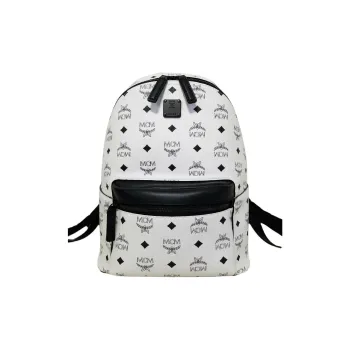 MCM Canvas With Artificial Leather Backpack Women's White
