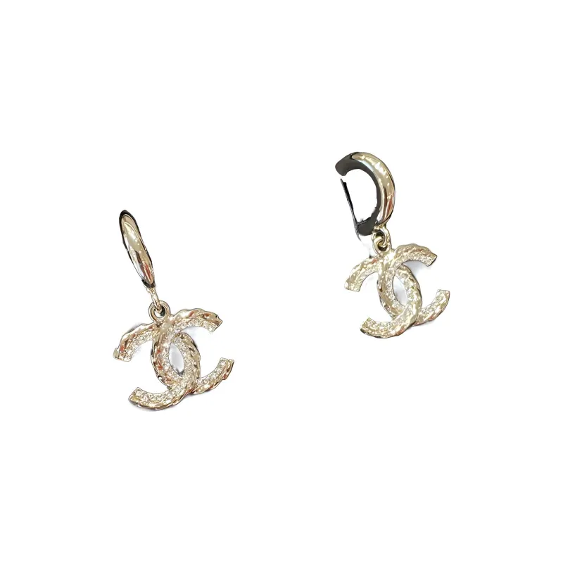 CHANEL CC Metal Earrings Women's Gold-1