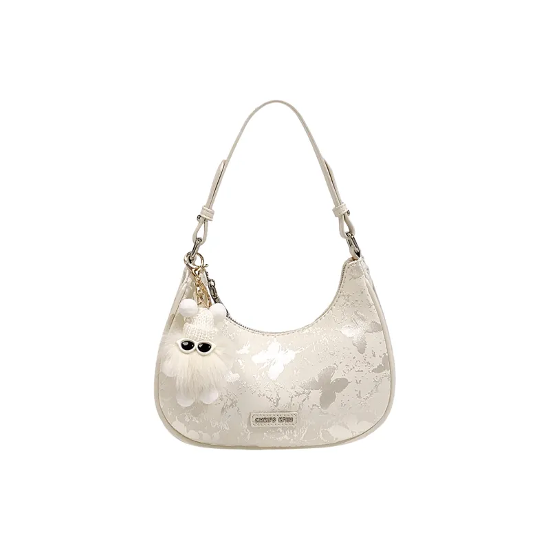 PESASRIE PU Shoulder Bag, Crossbody Bag Regular Women's Ecru-7