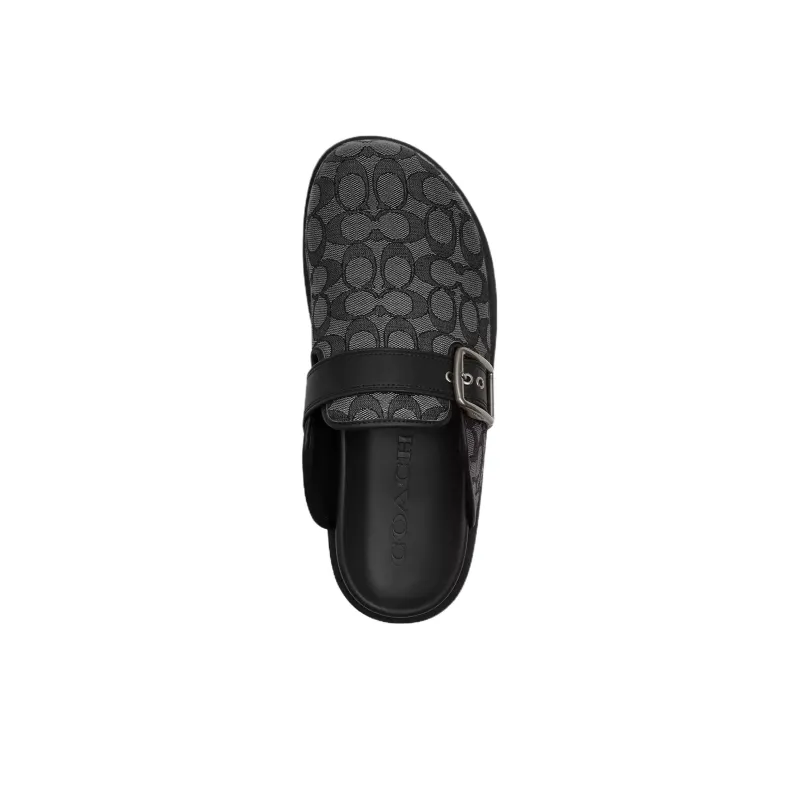 COACH Buckle Rubber Sole Slip Resistant Closed Toe Slippers Men's Black-2