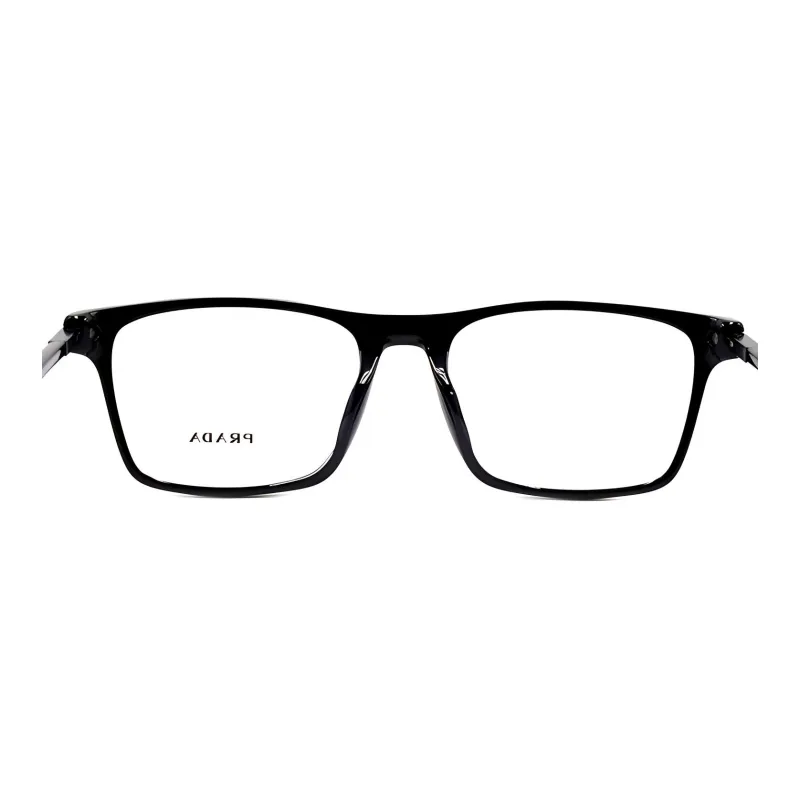 PRADA Plate Frame Rectangular Eyeglass Frames Men's Black-3