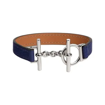 HERMES Goatskin, Metal Bangles Women's Blue