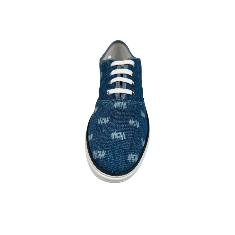 MCM Canvas Shoes Men Low Top Blue-2