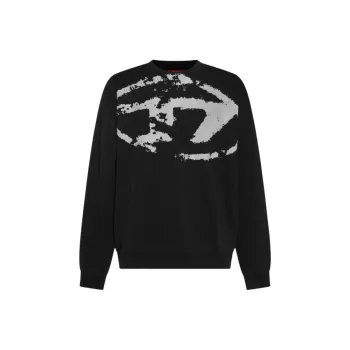 DIESEL S Boxt N5 Distressed Flocked Logo Sweatshirt