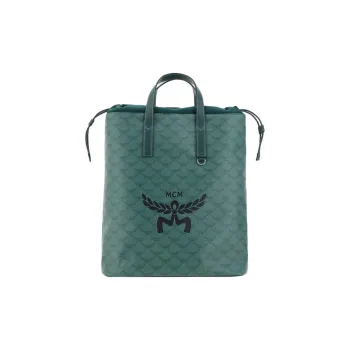 MCM Artificial Leather Laminated Fabric Backpack Medium Size Men's Forest Green