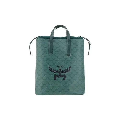 MCM Artificial Leather Laminated Fabric Backpack Medium Size Men's Forest Green