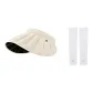 Beige Hats & Caps+White Cooling Arm Sleeves