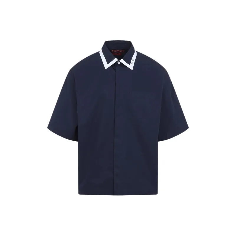 GUCCI Collared Detailed Short Sleeved Shirt-0