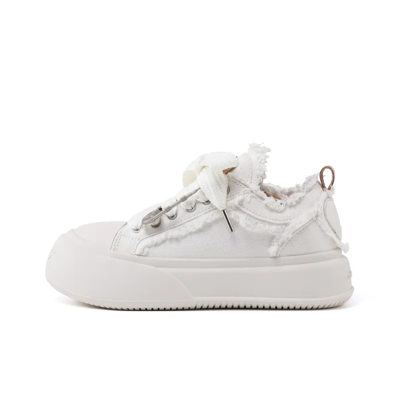SOAP OPERA Anti Slip And Wear Resistant Height Increasing Low Top Skateboard Shoes 5cm Unisex White-1