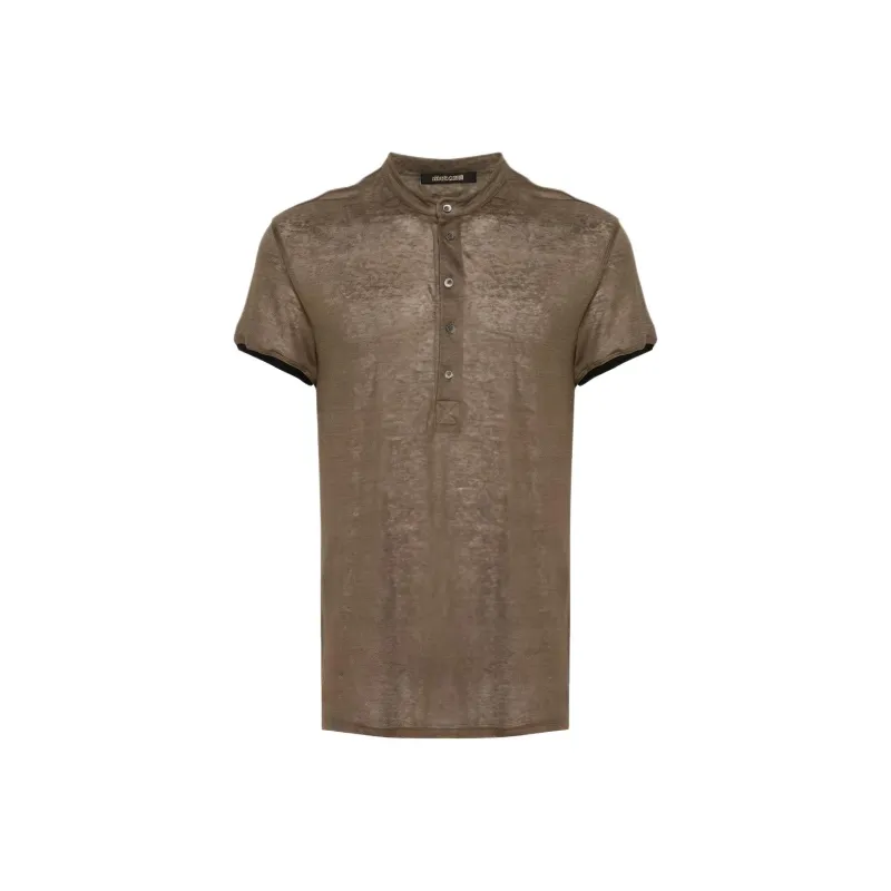Roberto Cavalli Semi sheer Cotton Polo Shirt-0