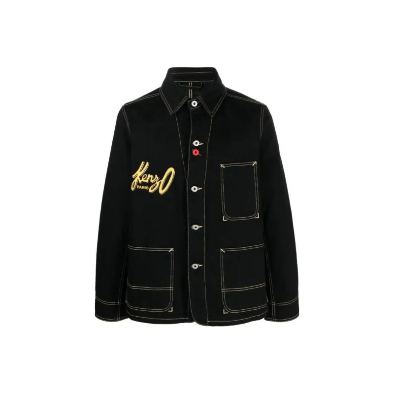 KENZO Logo Detailed Buttoned Denim Jacket-0