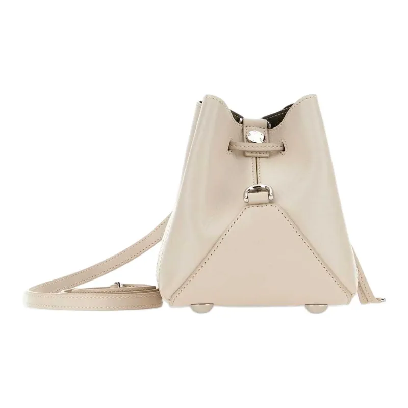 HOGAN Soft Leather Bucket Bag, Shoulder Bag Mini Women's Ivory-2