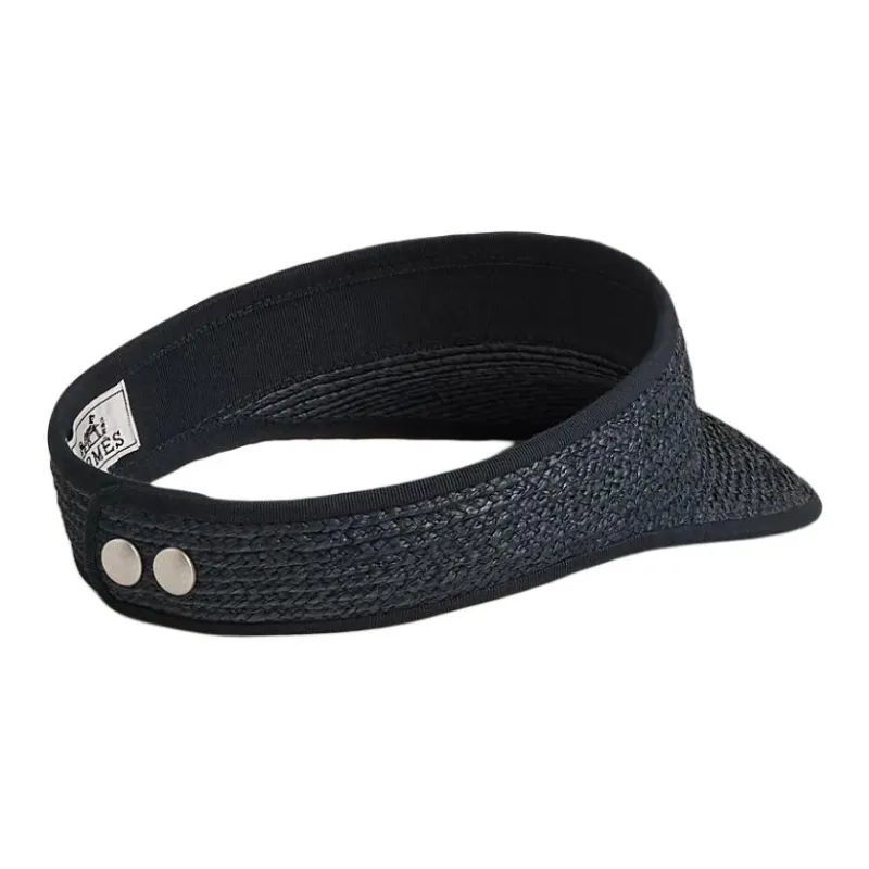 HERMES Raffia, Palladium Plated Sun Protection Hats Unisex Black-1