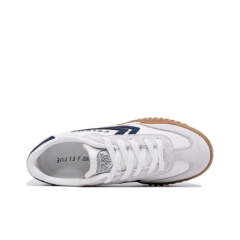 Feiyue Wear resistant And Lightweight Low Top Skateboard Shoes Unisex White Gray Dark Blue-3