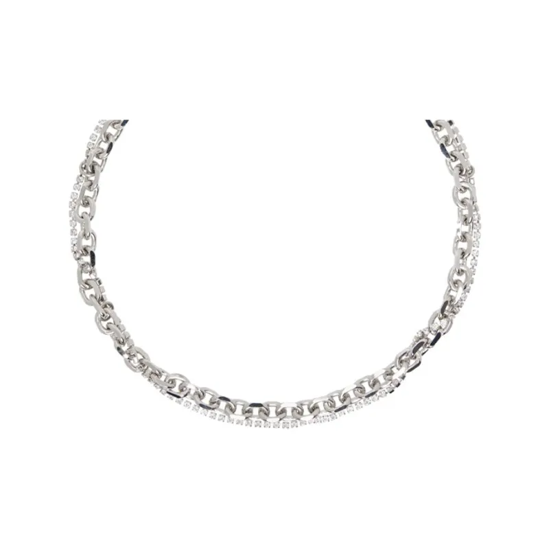 JUSTINE CLENQUET Palladium Plated Brass, Crystal, Palladium Necklaces Women's Silver-0