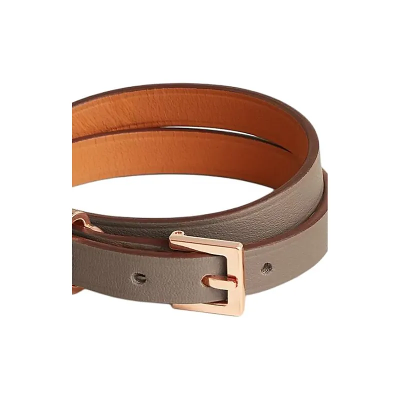 HERMES Metal Wristbands Women's Brown-1