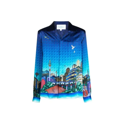 CASABLANCA Cuban Collar Long Sleeve Shirt
