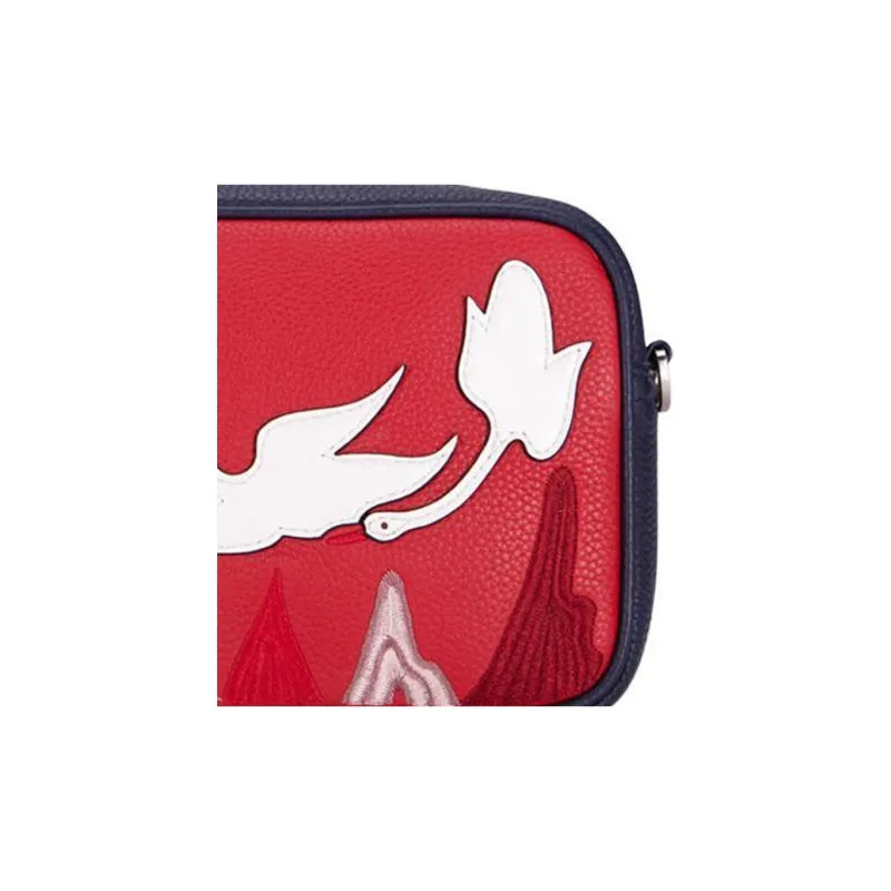BAMPO Top Grain Natural Suede Cow Leather Clutch Bag Over The Shoulder Women's Red-4