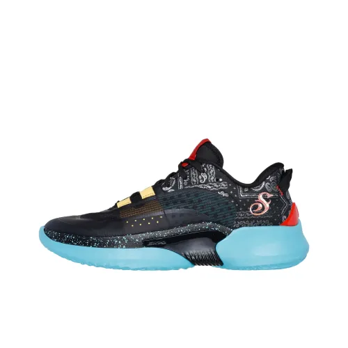 Snoop Dogg x Skechers SKX RESAGRIP Anti Slip Wear Resistant Low Top Basketball Shoes Men's Black Blue