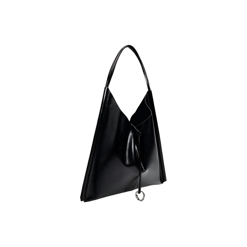 ZARA Cow Leather Tote Bag Shopping Bag Shoulder Bag Handbag Large Size Women's Black-1