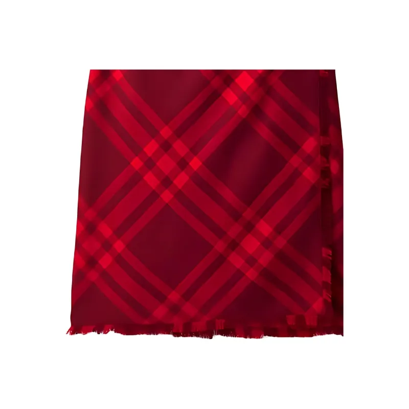 Burberry Check Wool Dress Short-Sleeved Dresses Women's Red-3