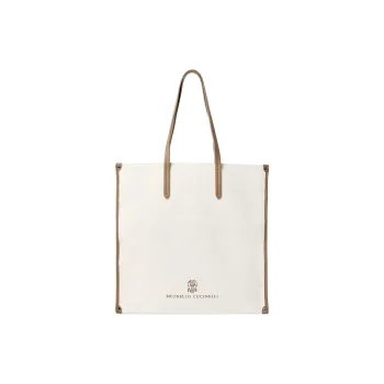 Brunello Cucinelli Cotton With Linen Tote Bag, Shopping Bag, Handbag, Shoulder Bag Women's Panama