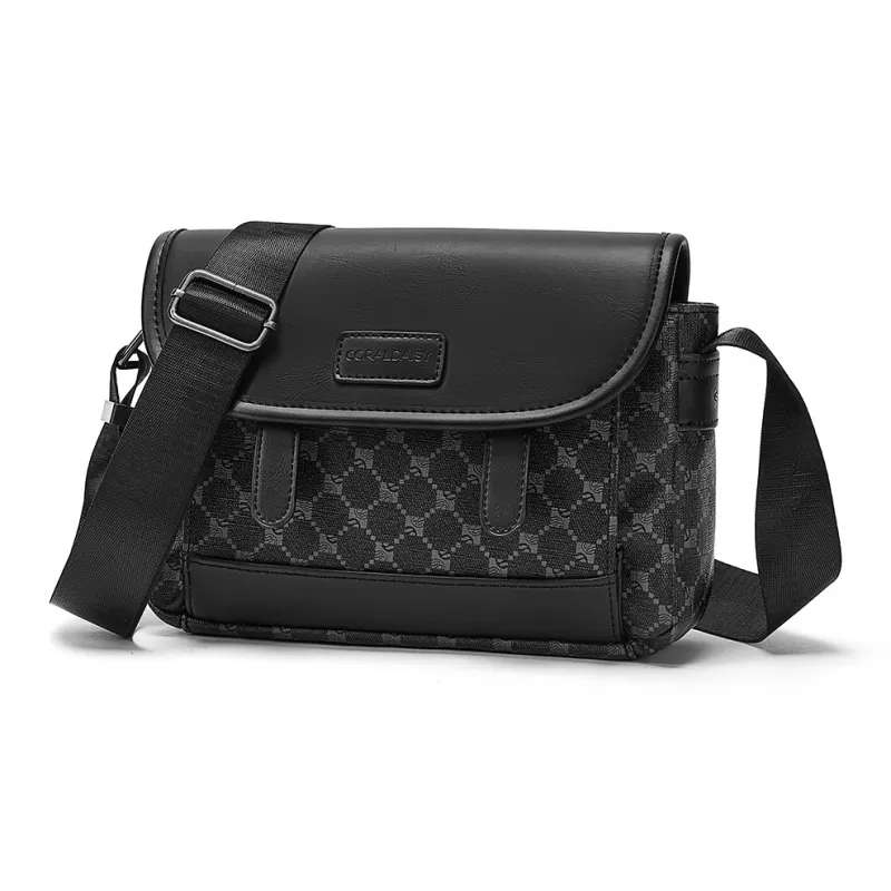 CORALDAISY Synthetic Leather Shoulder Bag, Messenger Bag Men's Vintage Black-1