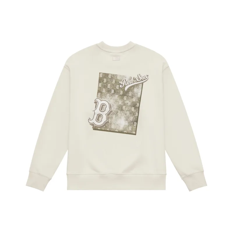 MLB MONOGRAM Collection Boston Red Sox 24FW Long Sleeved Crew Neck Sweatshirt Unisex Hemp Cream-0