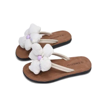 XMISTUO Cute Flat Floral Flip Flops For Women's Summer Slip Resistant & Abrasion Resistant Indoor Home Casual Slippers