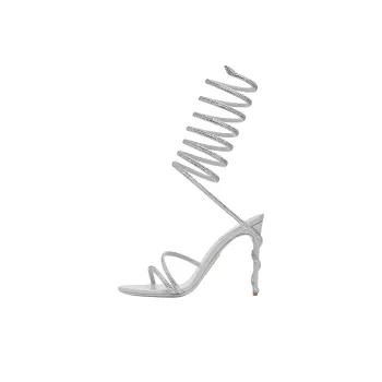 RENE CAOVILLA Margot One Strap Sandals 10.5cm Women's Silver Gray