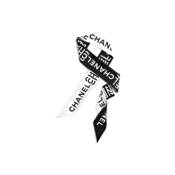 CHANEL Silk Scarves Unisex Black White