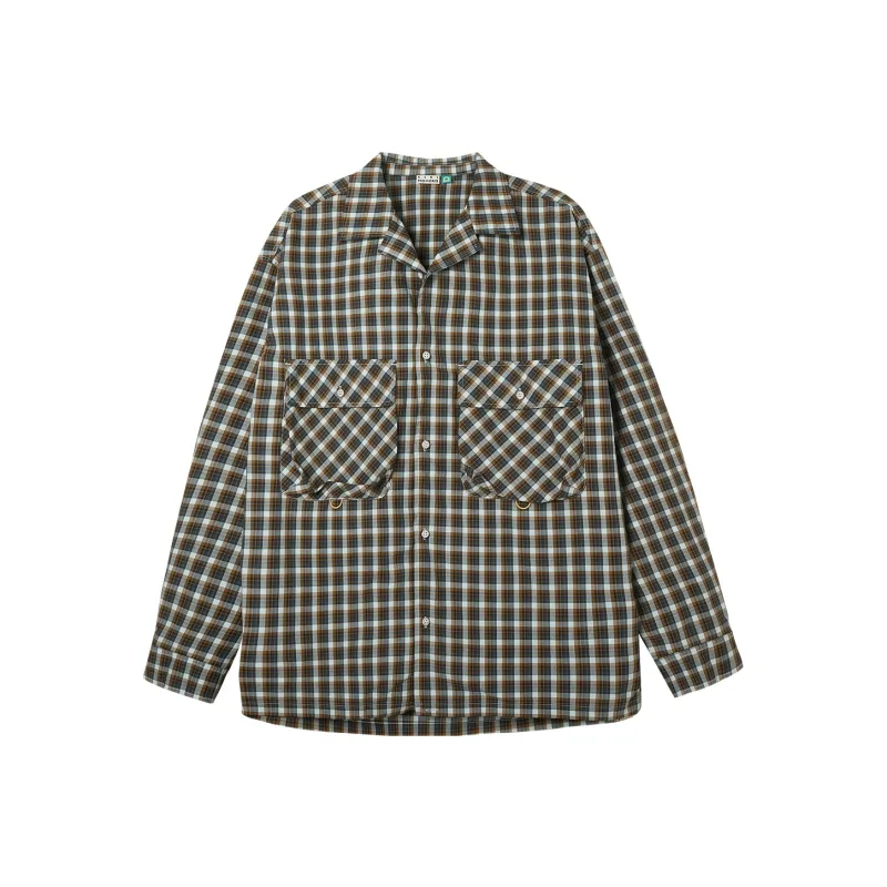 TIKIMOMOKA Shirts Men Yellow Blue Plaid-0