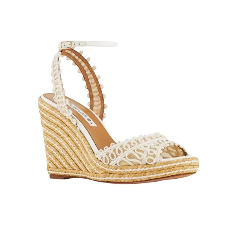 AQUAZZURA Kahlo One Strap Sandals 10.5cm Women's White-2