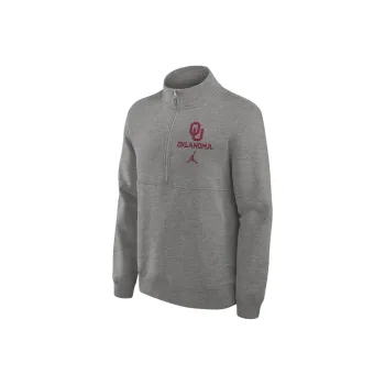 JORDAN Oklahoma Sooners Primetime Club Men's JORDAN College 1/2 Zip Crew