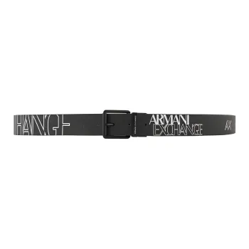 ARMANI EXCHANGE Multicolor Design Pin Buckle Split Cow Leather Leather Belts Men's Black Width 3.5CM