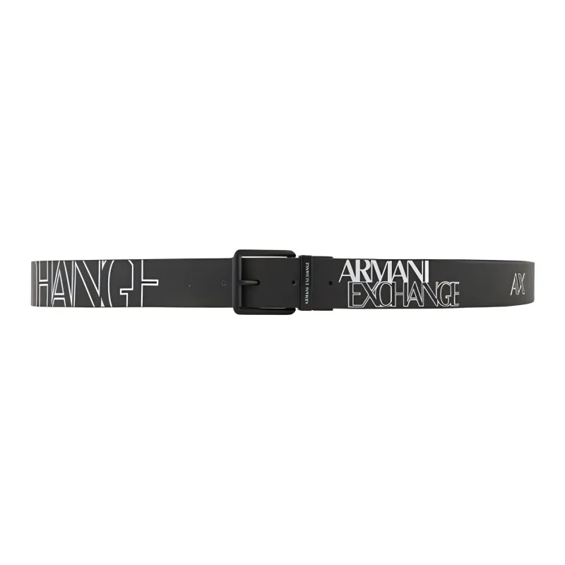 ARMANI EXCHANGE Multicolor Design Pin Buckle Split Cow Leather Leather Belts Men's Black Width 3.5CM-0