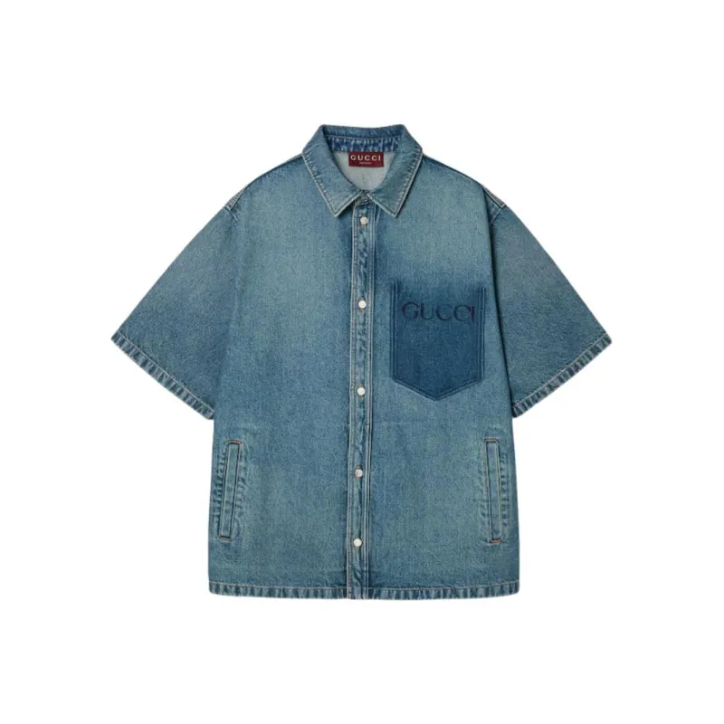 GUCCI Shirts Men Blue-0