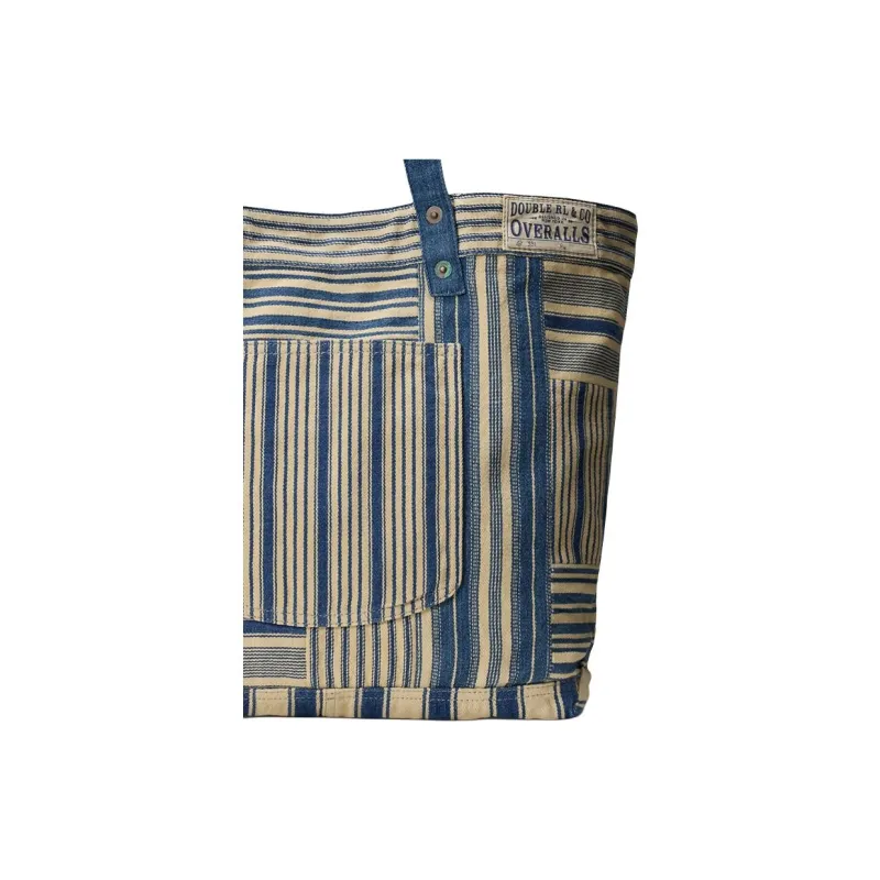 Ralph Lauren Fabric Tote Bag, Shopping Bag, Handbag, Shoulder Bag Men's Indigo With Cream-4
