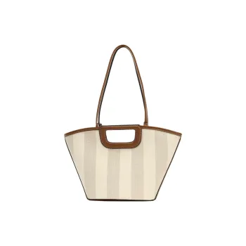 ZARA Cotton Tote Bag, Shopping Bag, One Shoulder Handbag Medium Size Women's Raw White