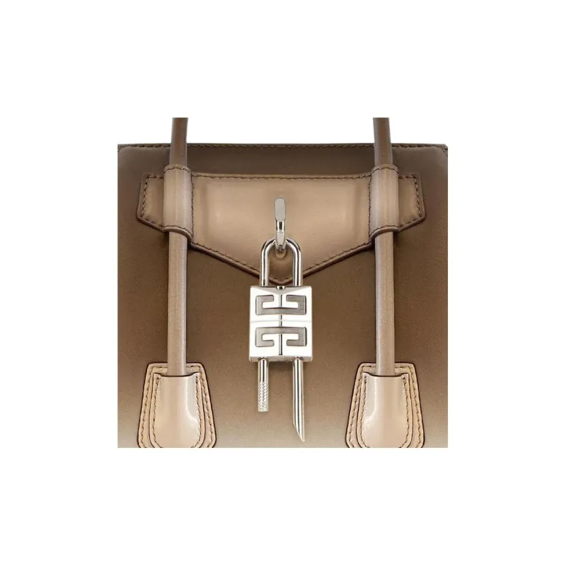 Givenchy Antigona Smooth Cow Leather Shoulder Bag, Crossbody Bag, Handbag Mini Women's Coffee/White-3