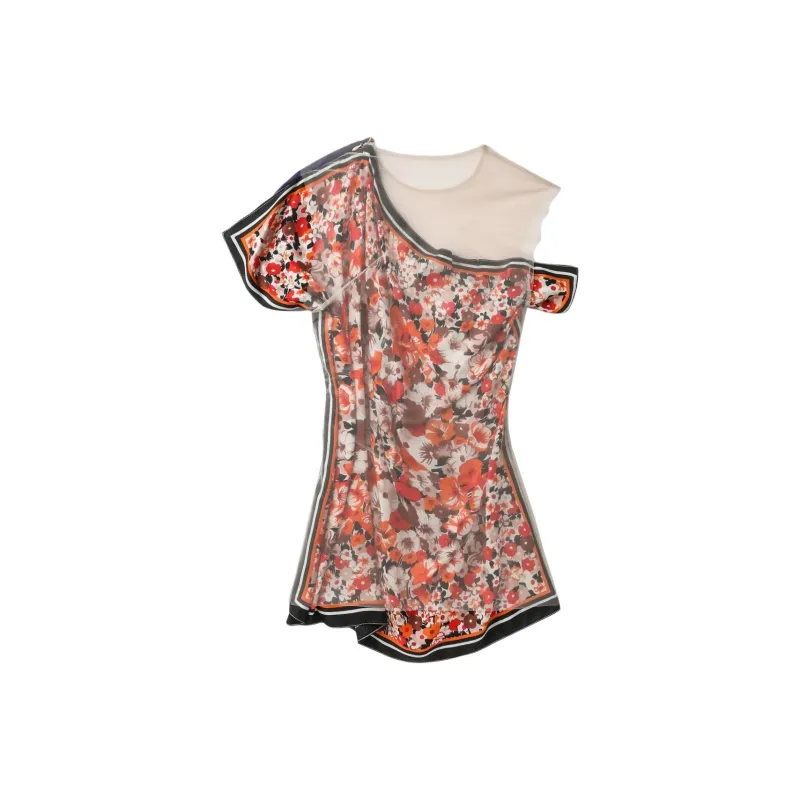 Marine Serre Silk scarves Layered Top-1