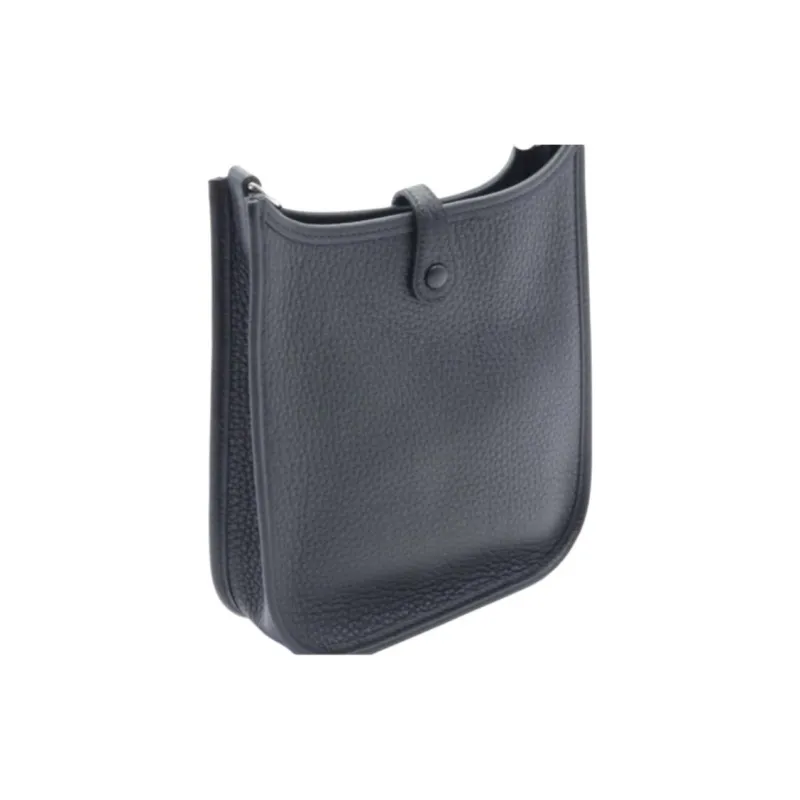HERMES Evelyne Clemence Bullock Leather Shoulder Bag, Crossbody Bag Mini Women's Slate Gray & Sapphire Blue-4