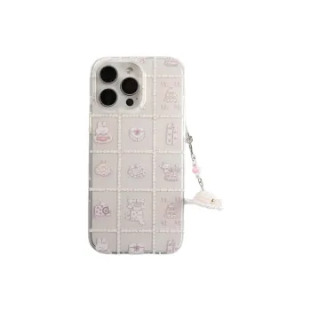Wei Xin Acrylic Material Rabbit Cake Grid Phone Cases Compatible With IPhone 16/15 Pro Max/Apple 13/14 Pro/Max