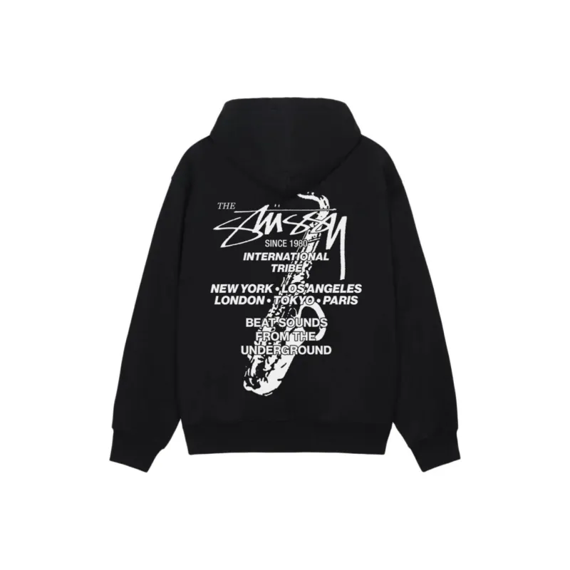 Stussy BEAT SOUNDS ZIP HOODIE Sweatshirt Unisex Black-0