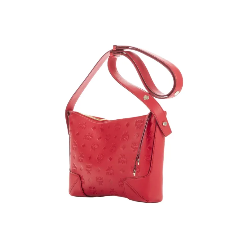 MCM Klara Leather Shoulder Bag Women's Red-1