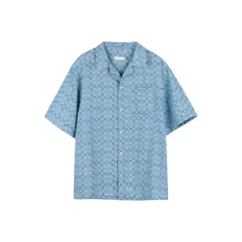 COACH SS24 Signature Camp Cotton Short Sleeves Shirts Blue