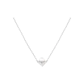 Chaumet Pearl Diamonds In 18K White Gold Necklaces Women's Silver